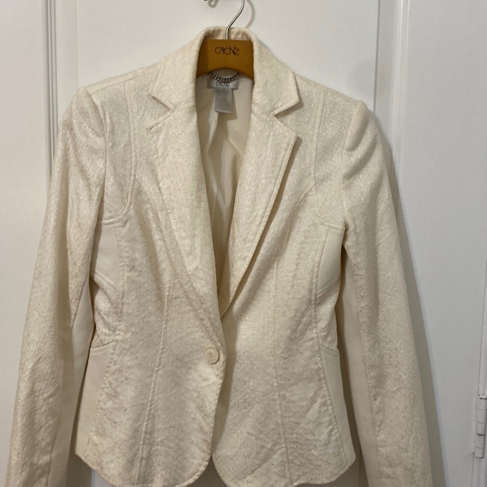 “Cache” cream dress suit jacket sz 2